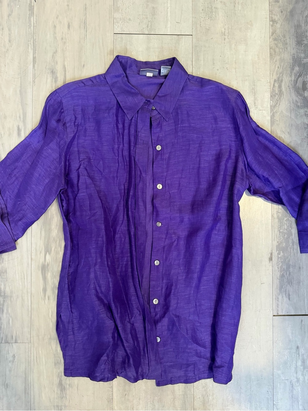 Chico's Rich Purple linen & silk Button-Down Shirt